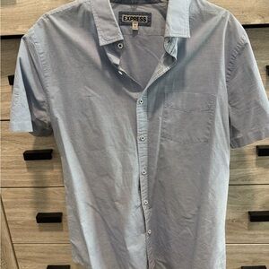 Express Men's Casual Blue Striped Button-Down Shirt